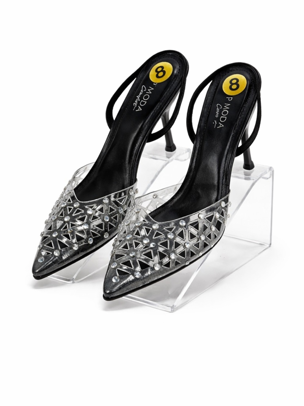 Moda Black Heels with Silver Detailing